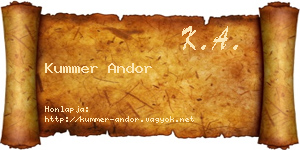 Kummer Andor névjegykártya